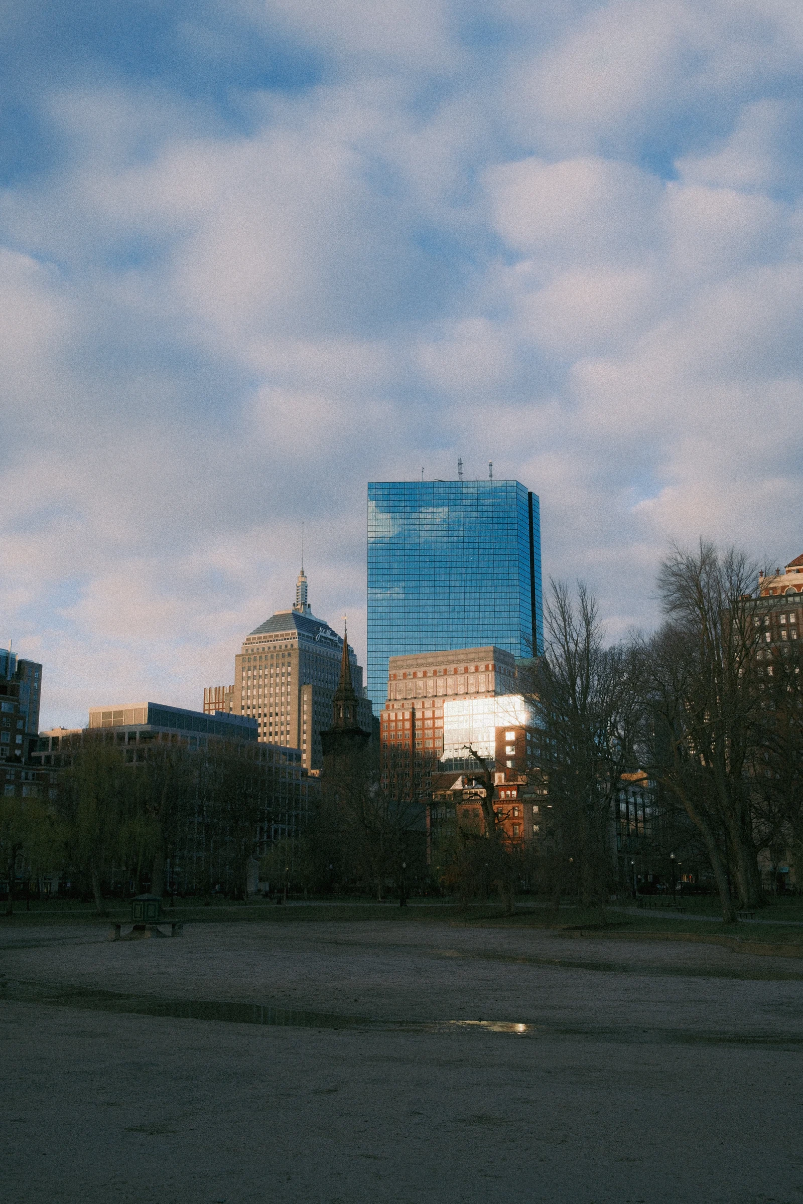 Drained pond in Boston Common