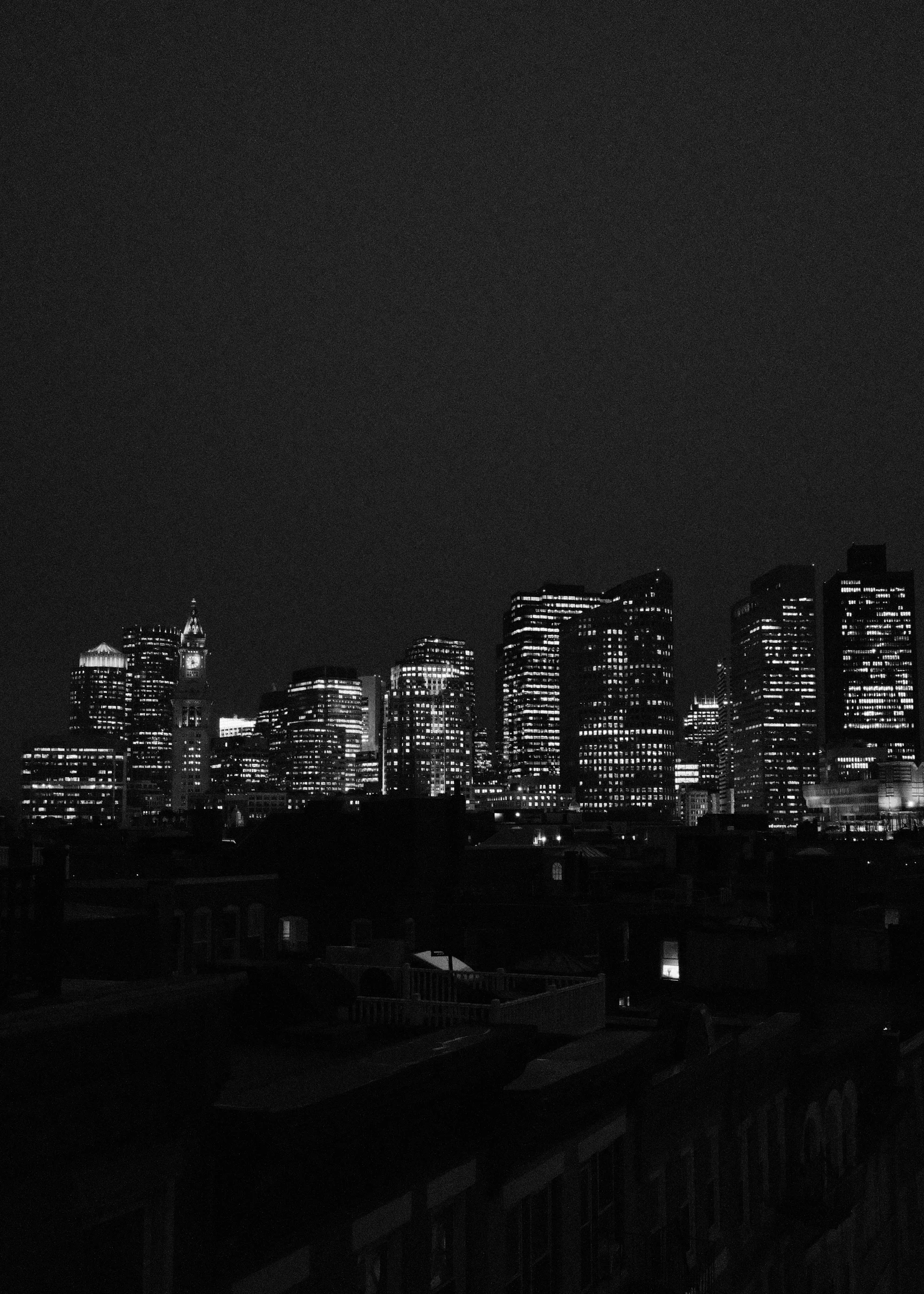 Boston skyline illuminated at night
