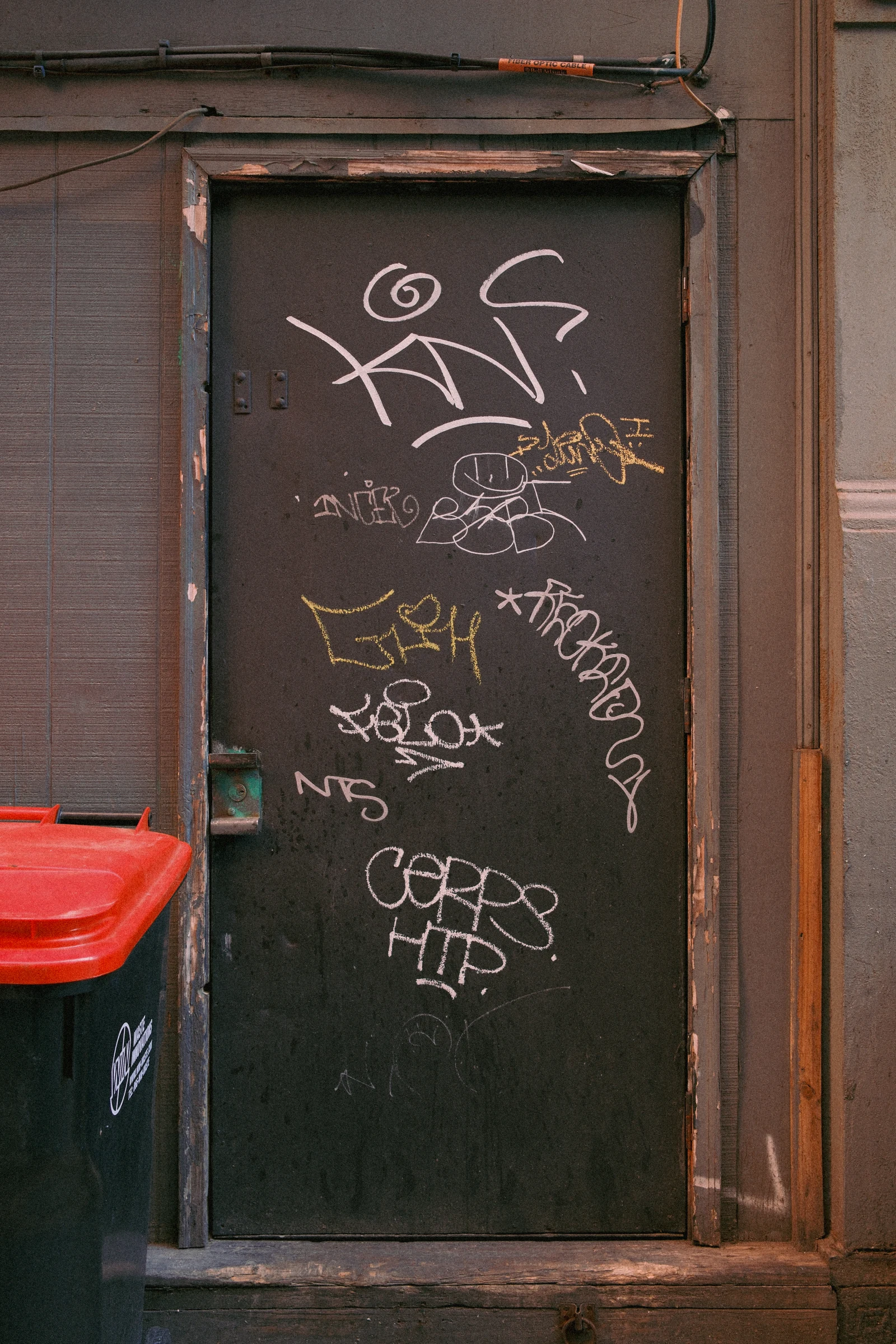 Colorful graffiti on brick